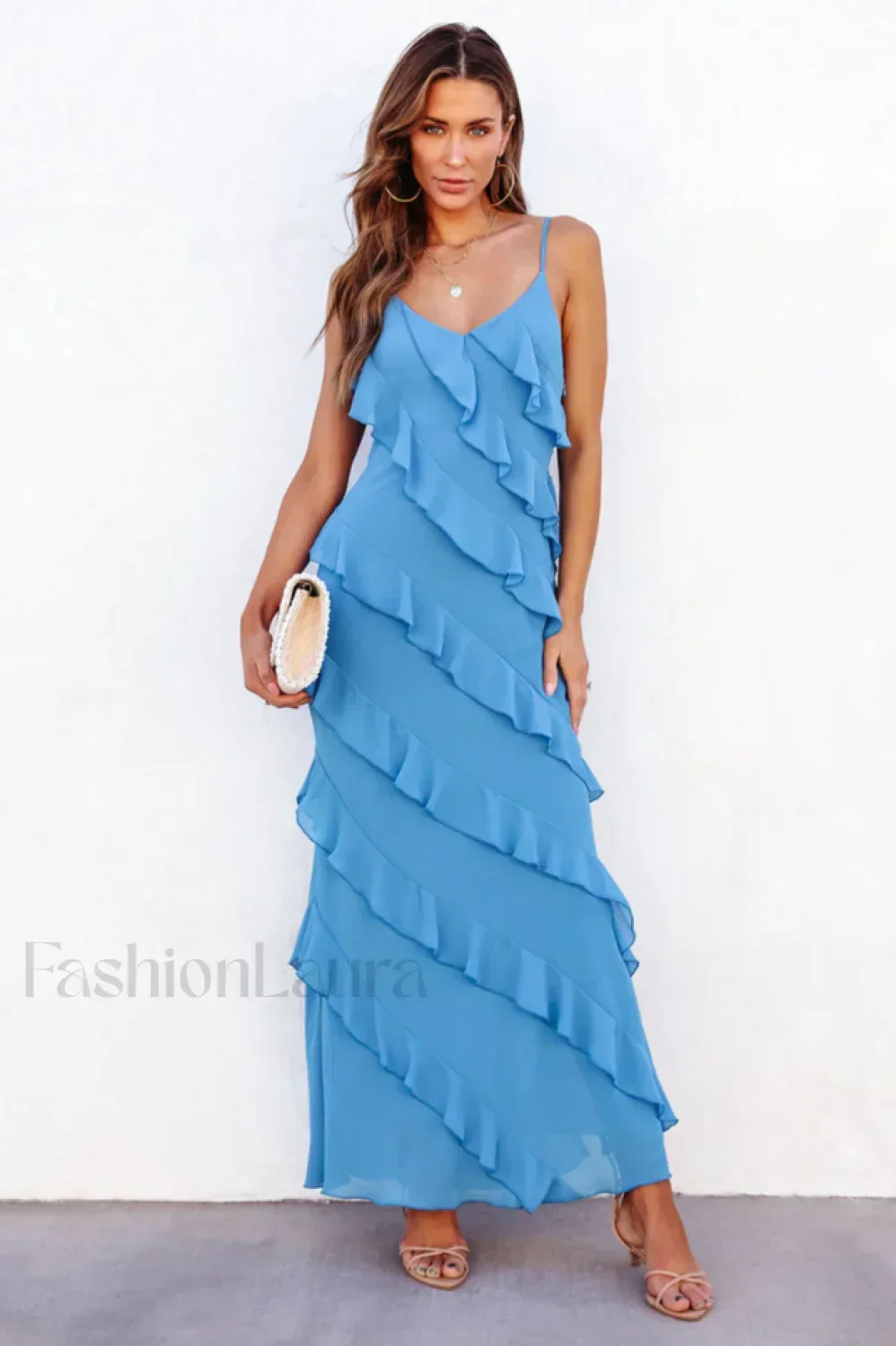Ocean Waves Tiered Charming Ruffle Maxi Dress - Image 2