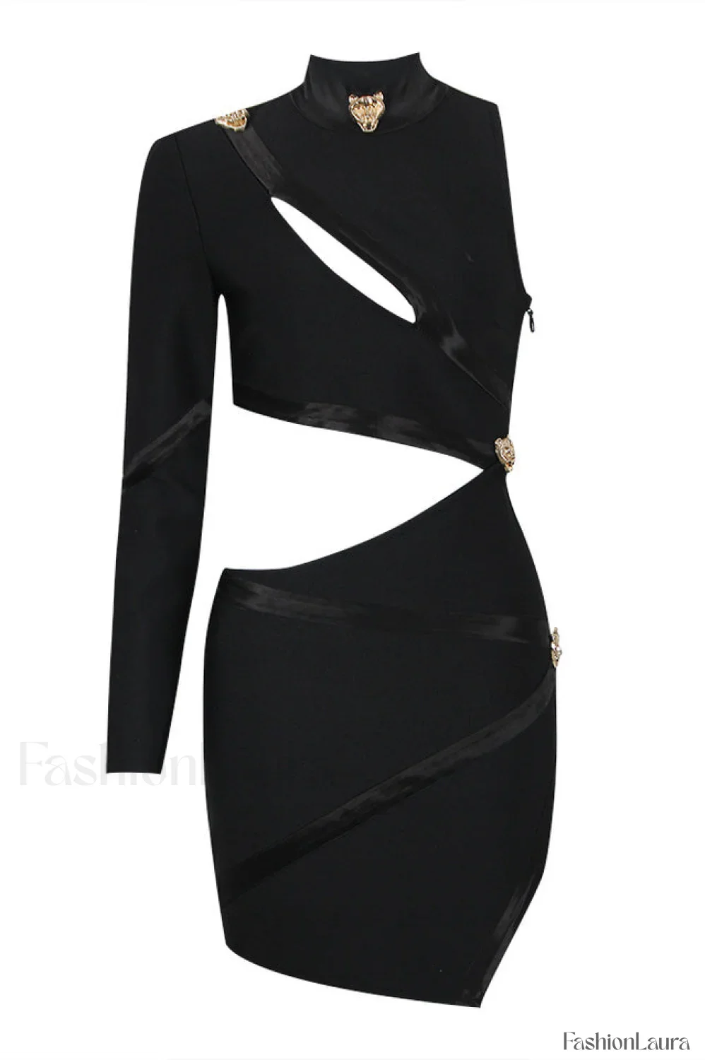 Nude One Shoulder Charming Cutout Bandage Dress - Image 10