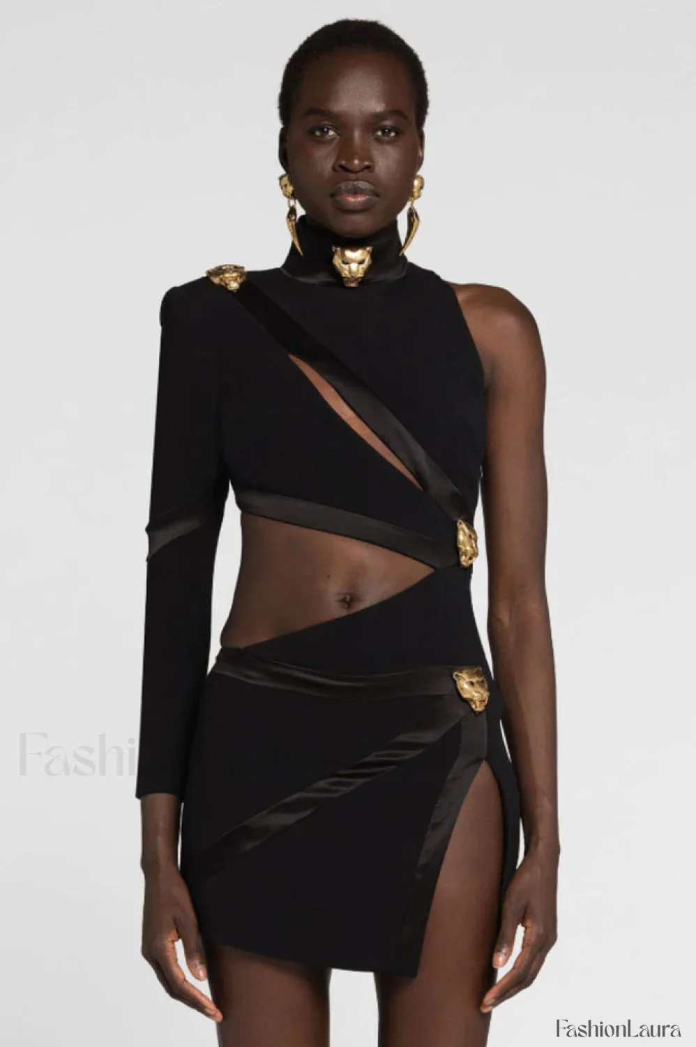 Nude One Shoulder Charming Cutout Bandage Dress - Image 2