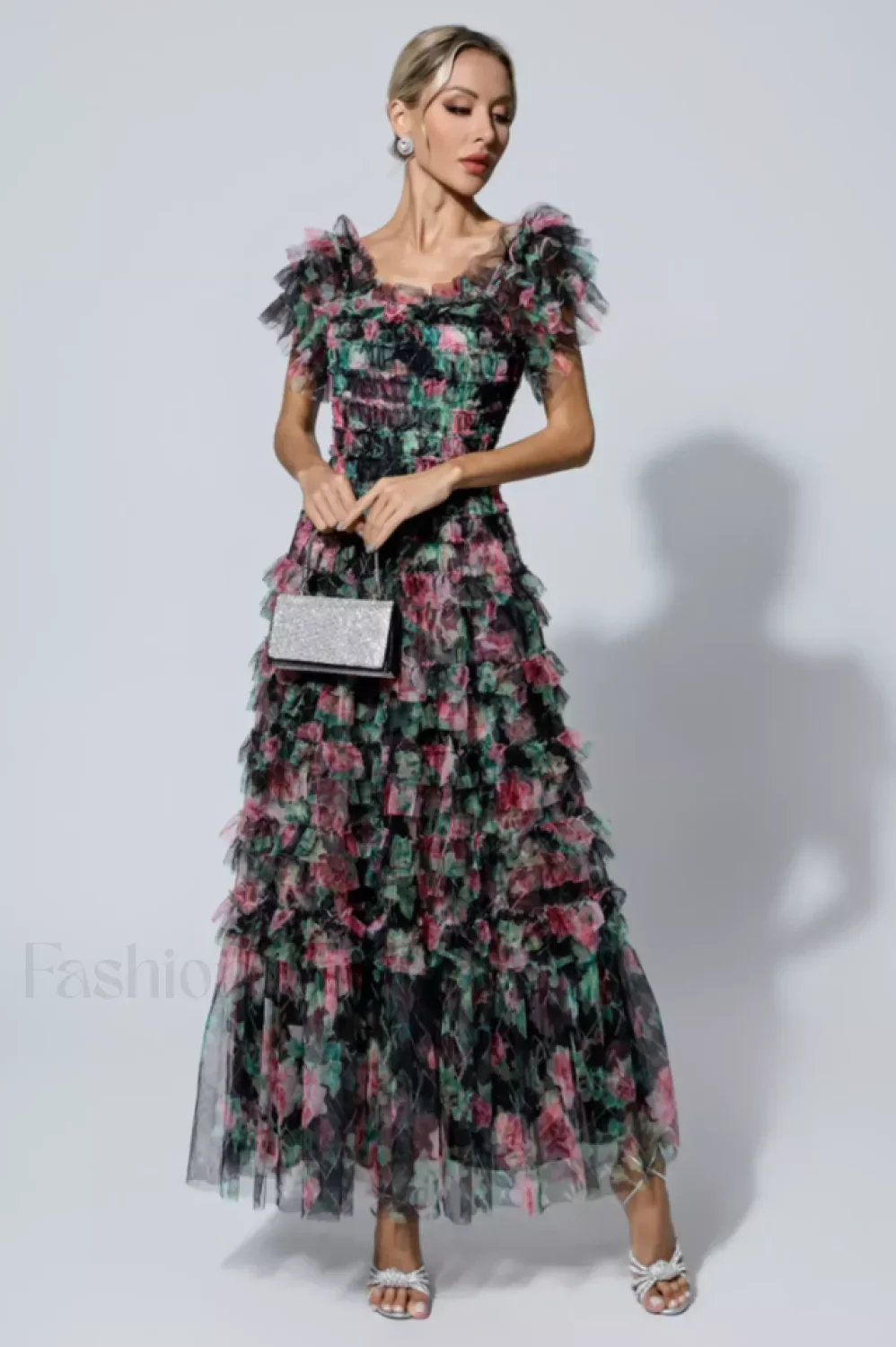 Nola Ruched Stylish Floral Maxi Dress - Image 22