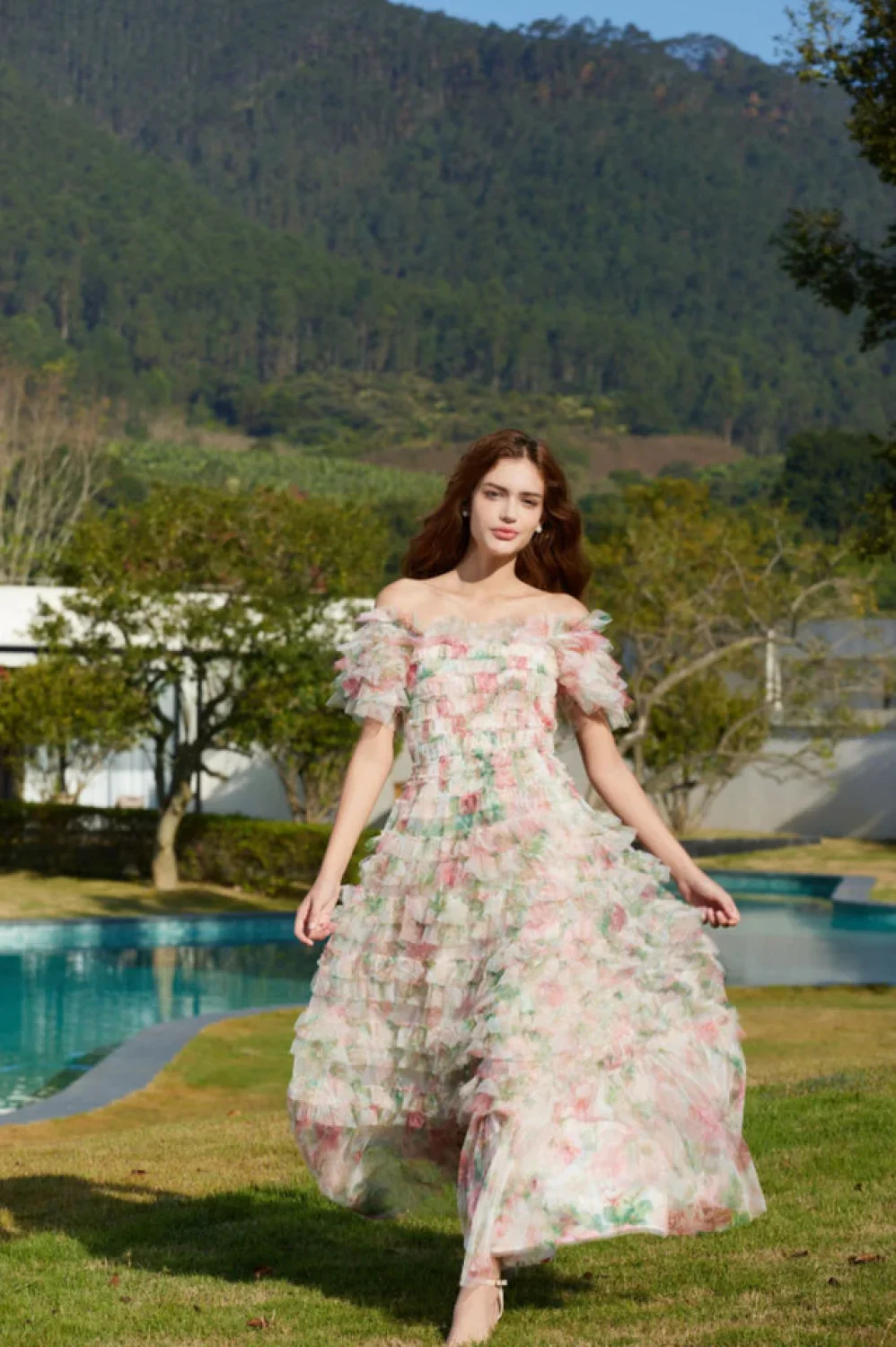 Nola Ruched Stylish Floral Maxi Dress - Image 4