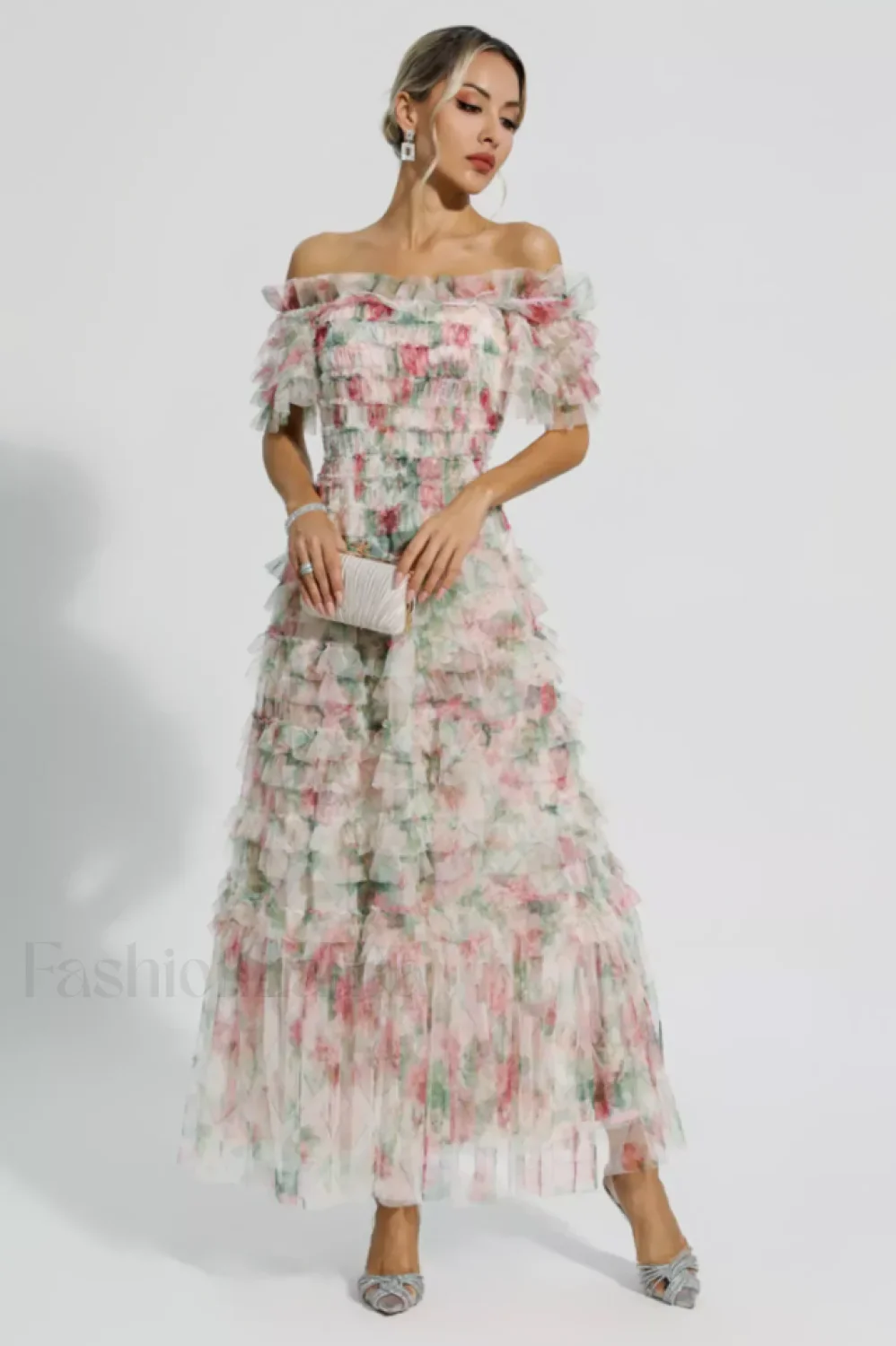 Nola Ruched Stylish Floral Maxi Dress - Image 56