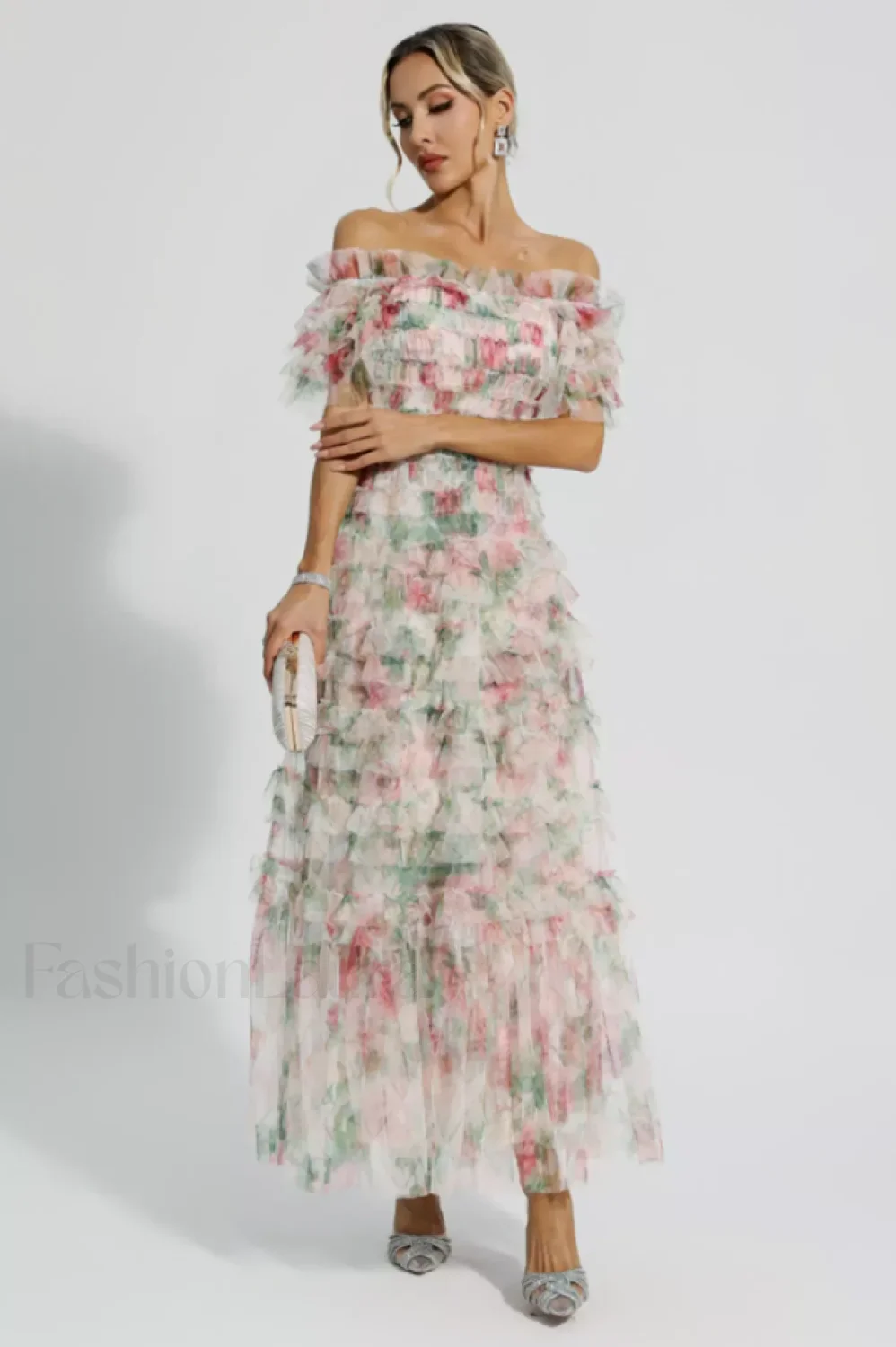 Nola Ruched Stylish Floral Maxi Dress - Image 57