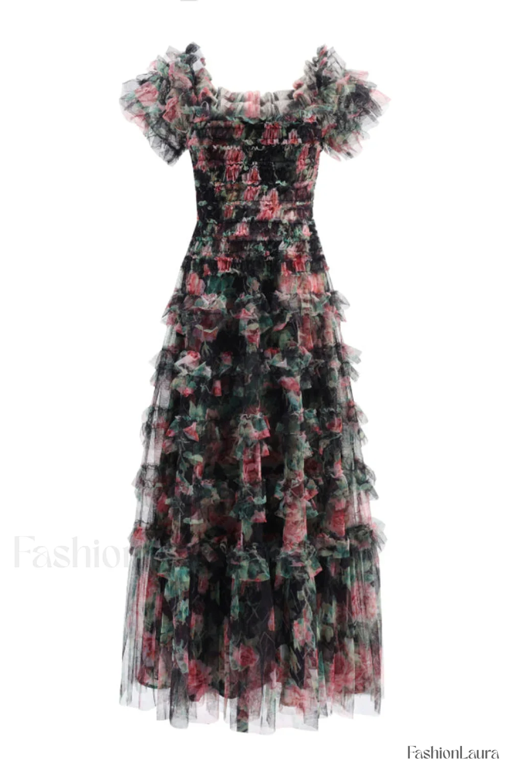 Nola Ruched Stylish Floral Maxi Dress - Image 76