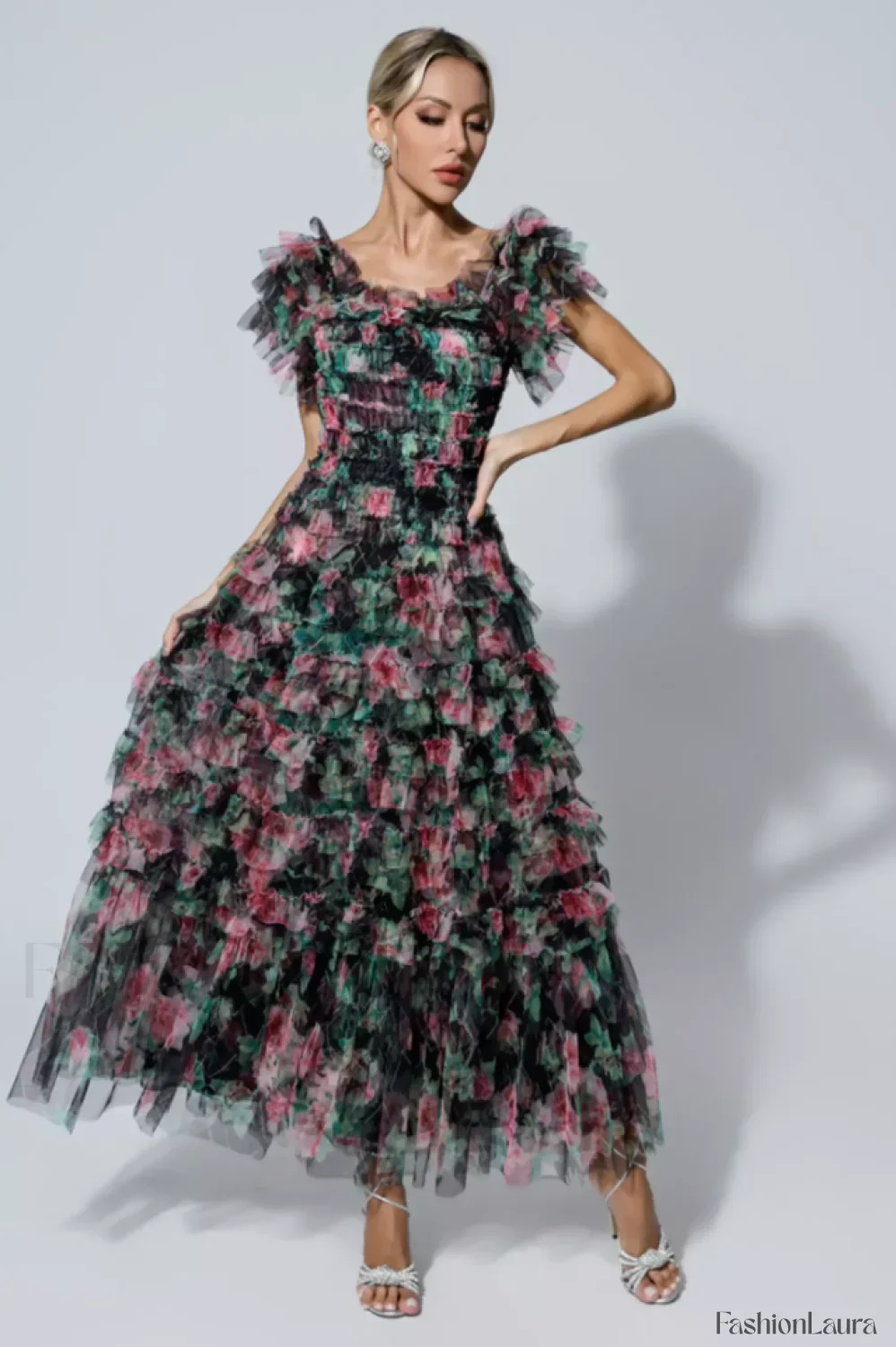 Nola Ruched Stylish Floral Maxi Dress - Image 78