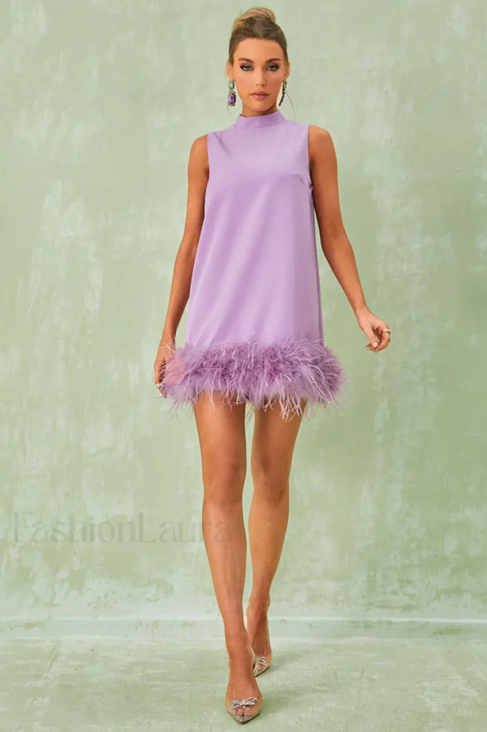 Nisha Feather Stylish Mini Dress - Image 10