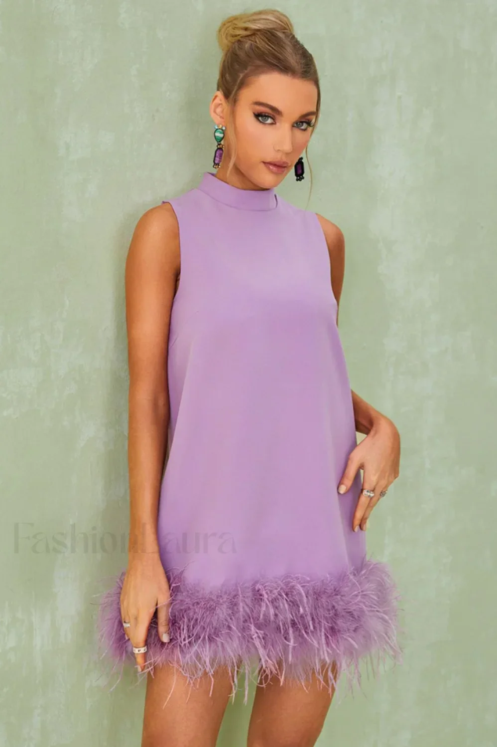 Nisha Feather Stylish Mini Dress - Image 15