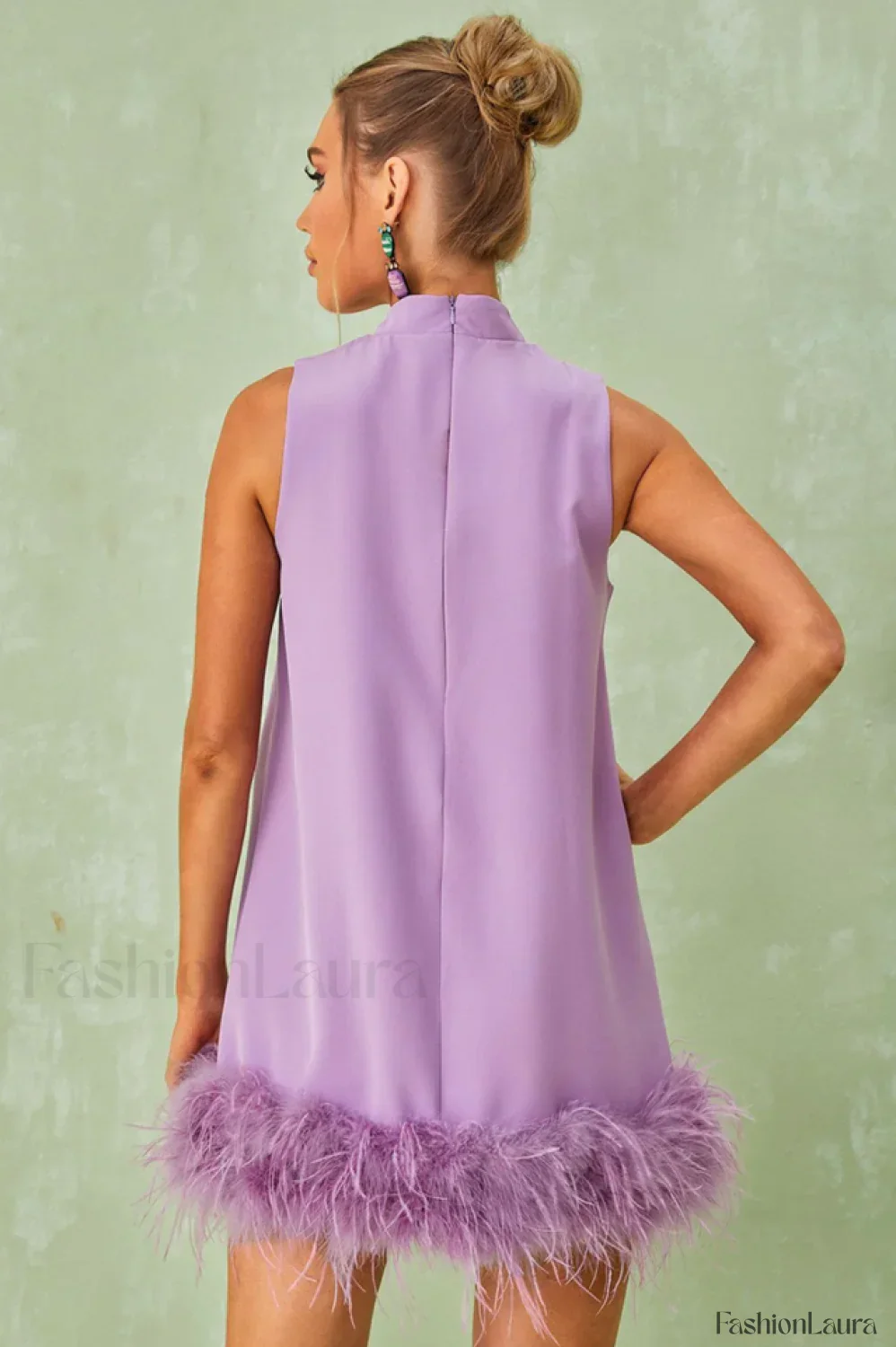 Nisha Feather Stylish Mini Dress - Image 25