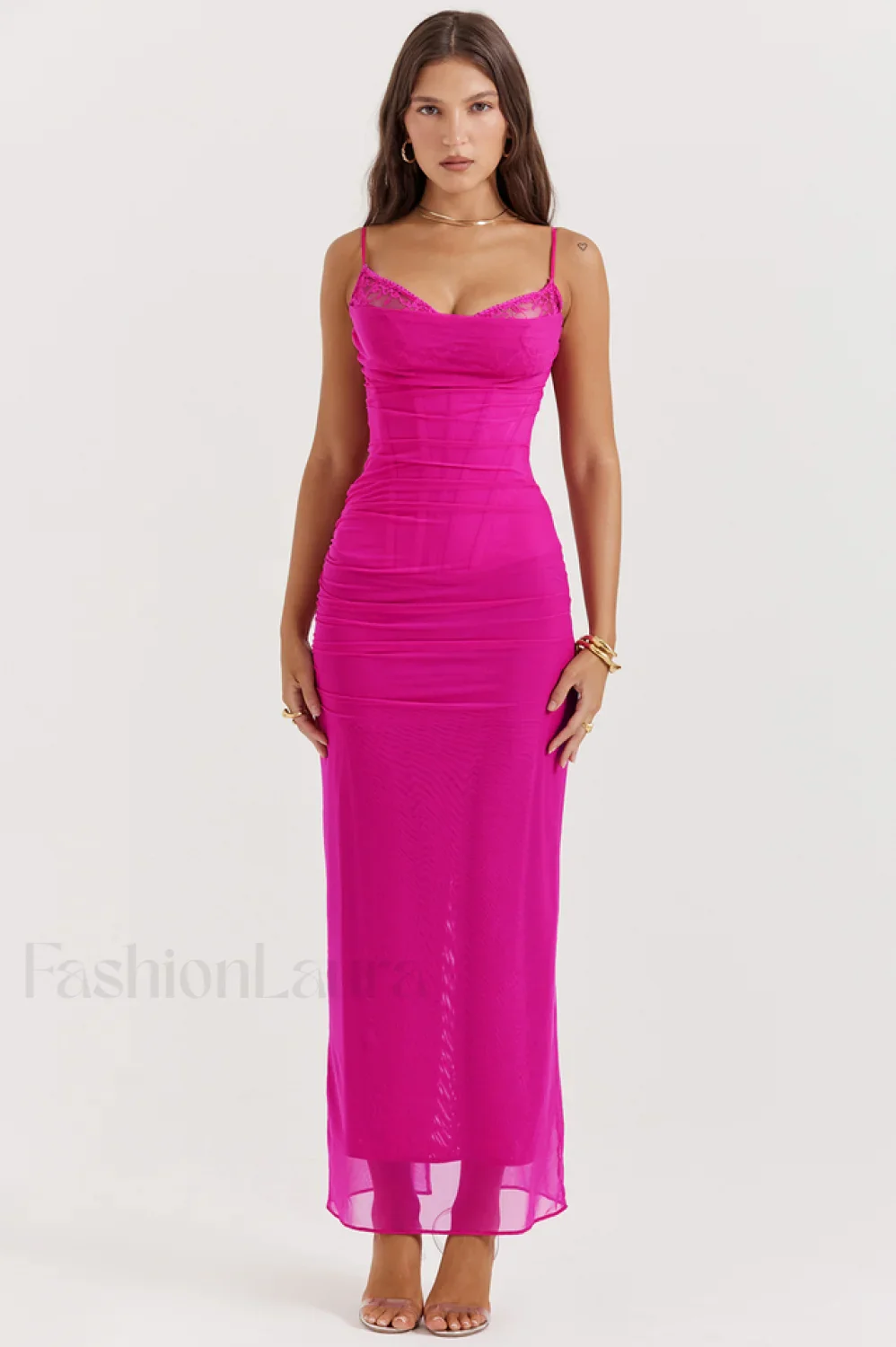 Nalini Fuchsia Stylish Maxi Dress - Image 24
