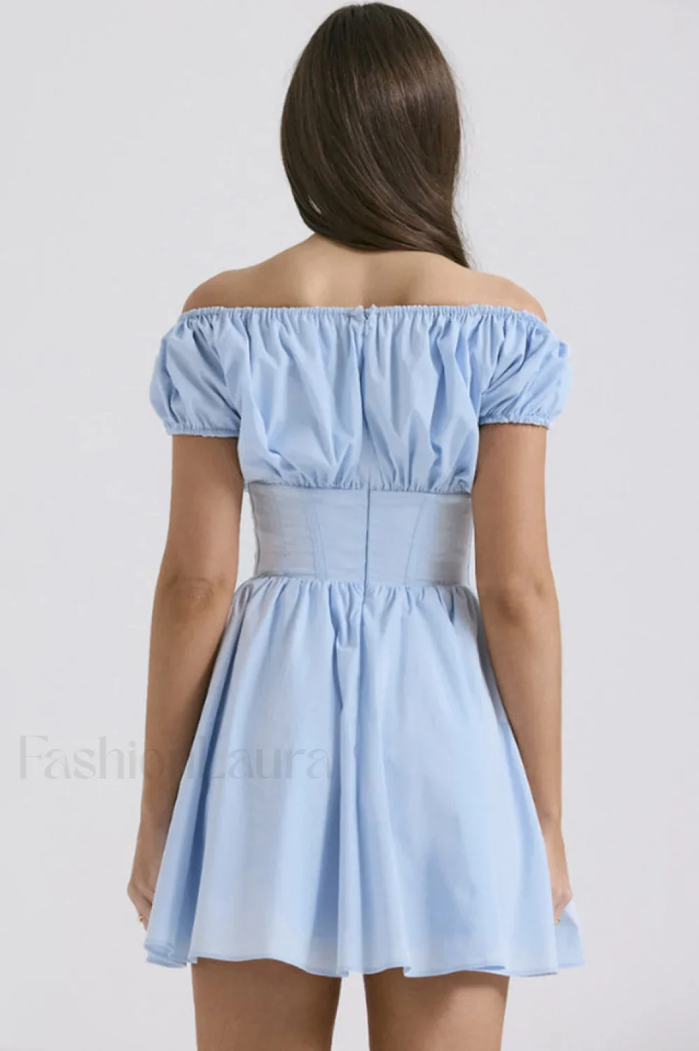 Nala French Navy Charming Gathered Mini Dress - Image 25