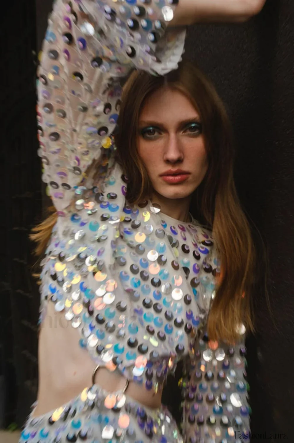 Mirror-Embellished Elegant Cutout Dress - Image 48