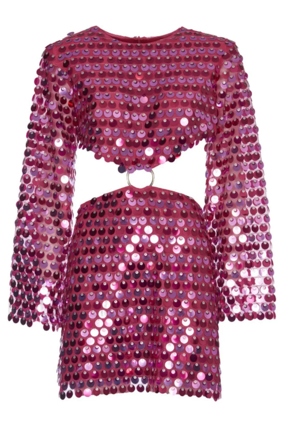 Mirror-Embellished Elegant Cutout Dress - Image 5