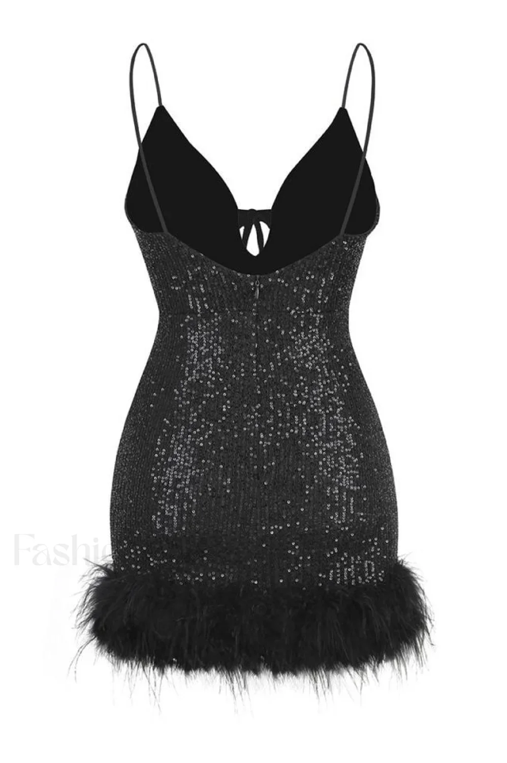 Mini Sequin Dress Charming With Feather Trim - Image 15