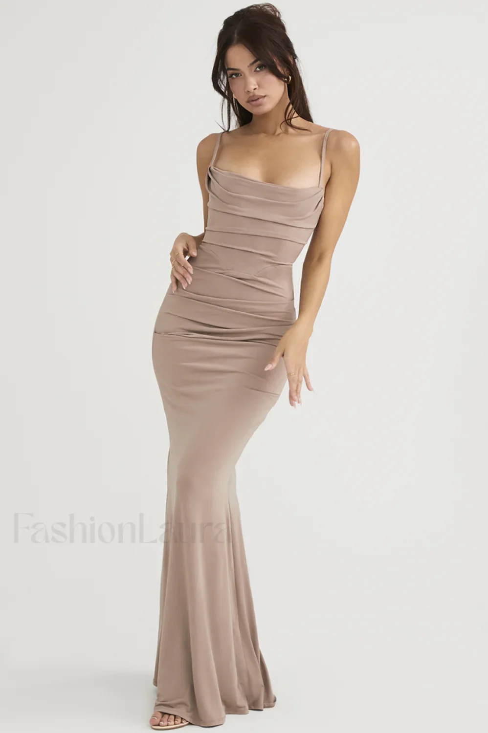 Milena Elegant Herringbone Dress - Image 8