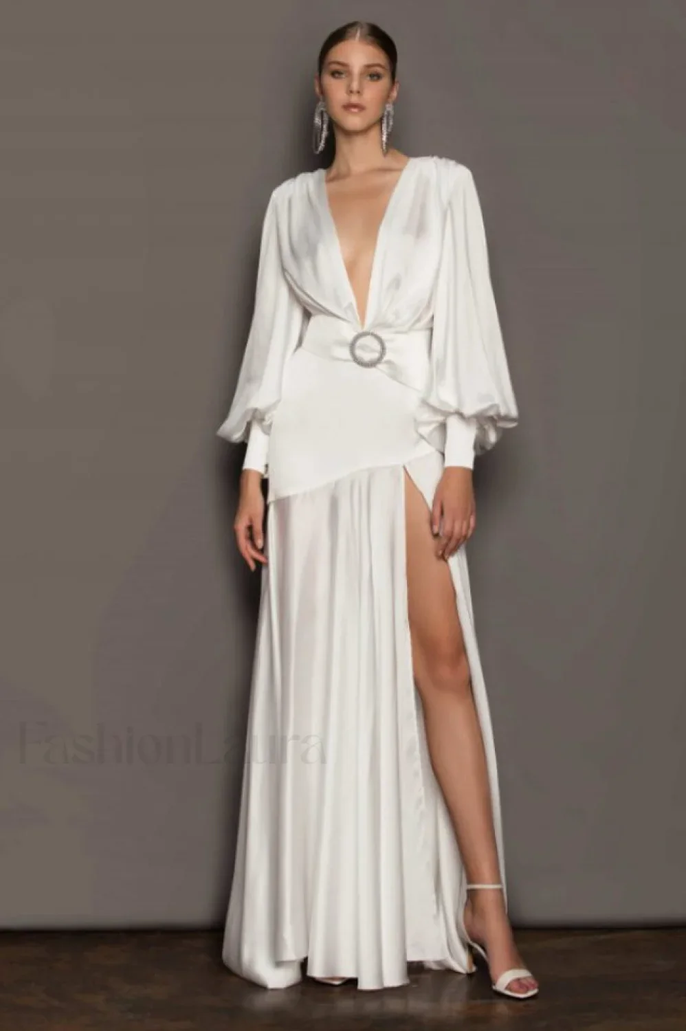 Michele Satin Stylish Formal Maxi Dress - Image 26
