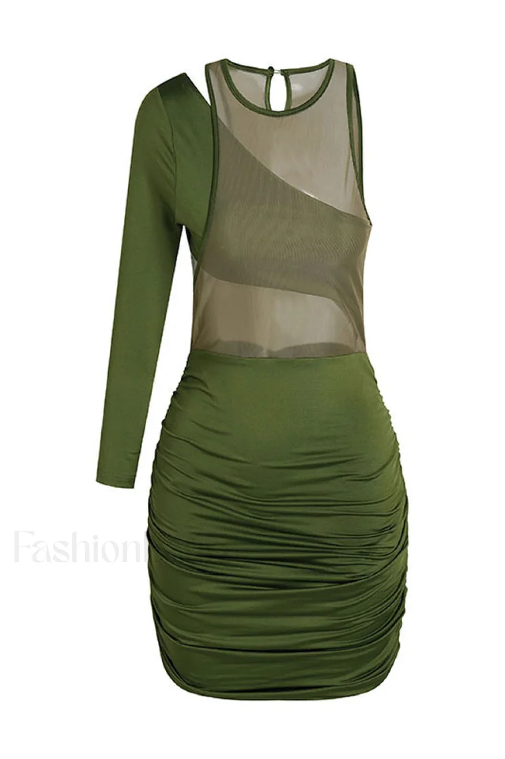 Mesh One Shoulder Charming Layered Midi Dress - Image 10