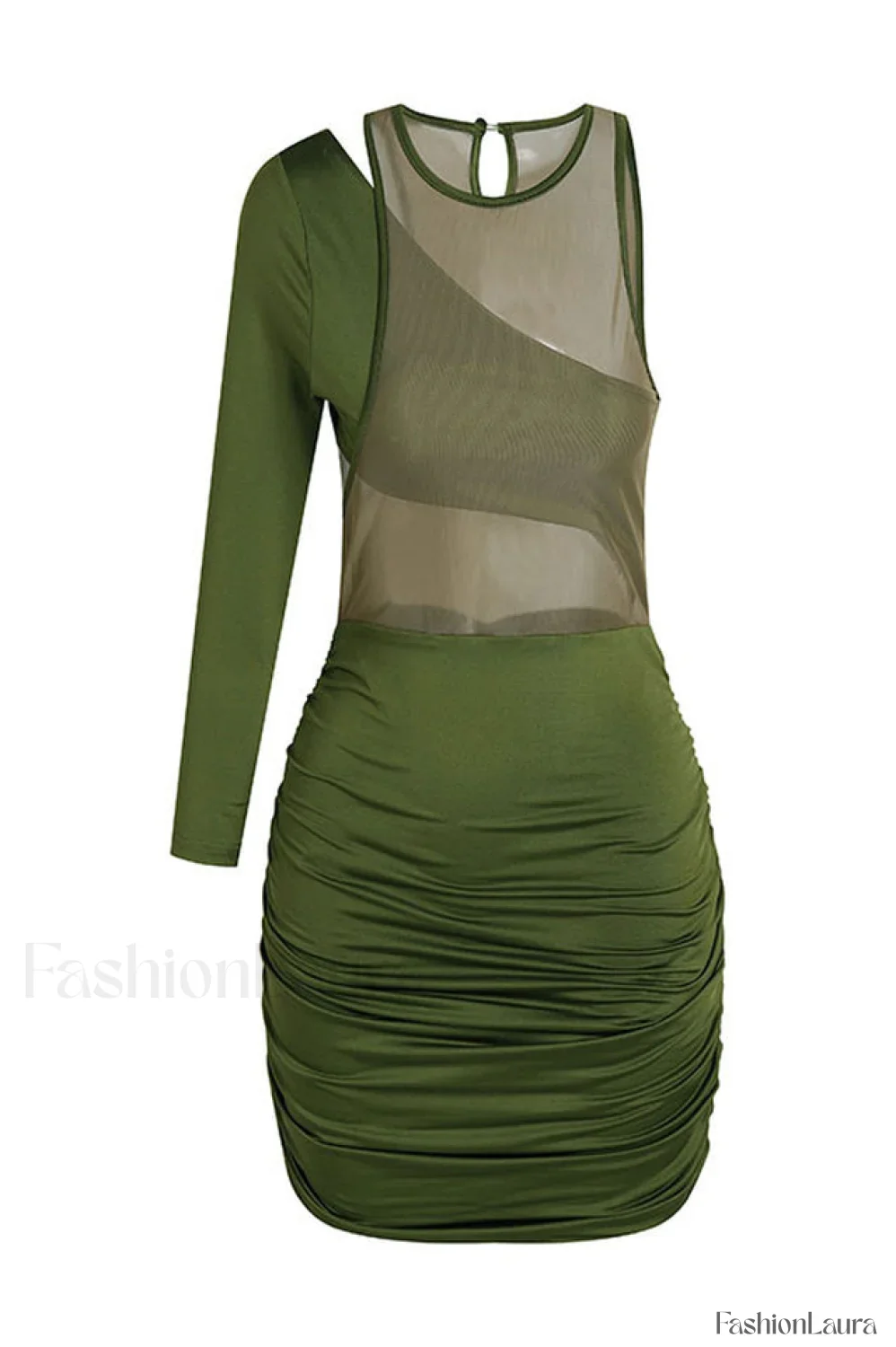 Mesh One Shoulder Charming Layered Midi Dress - Image 14