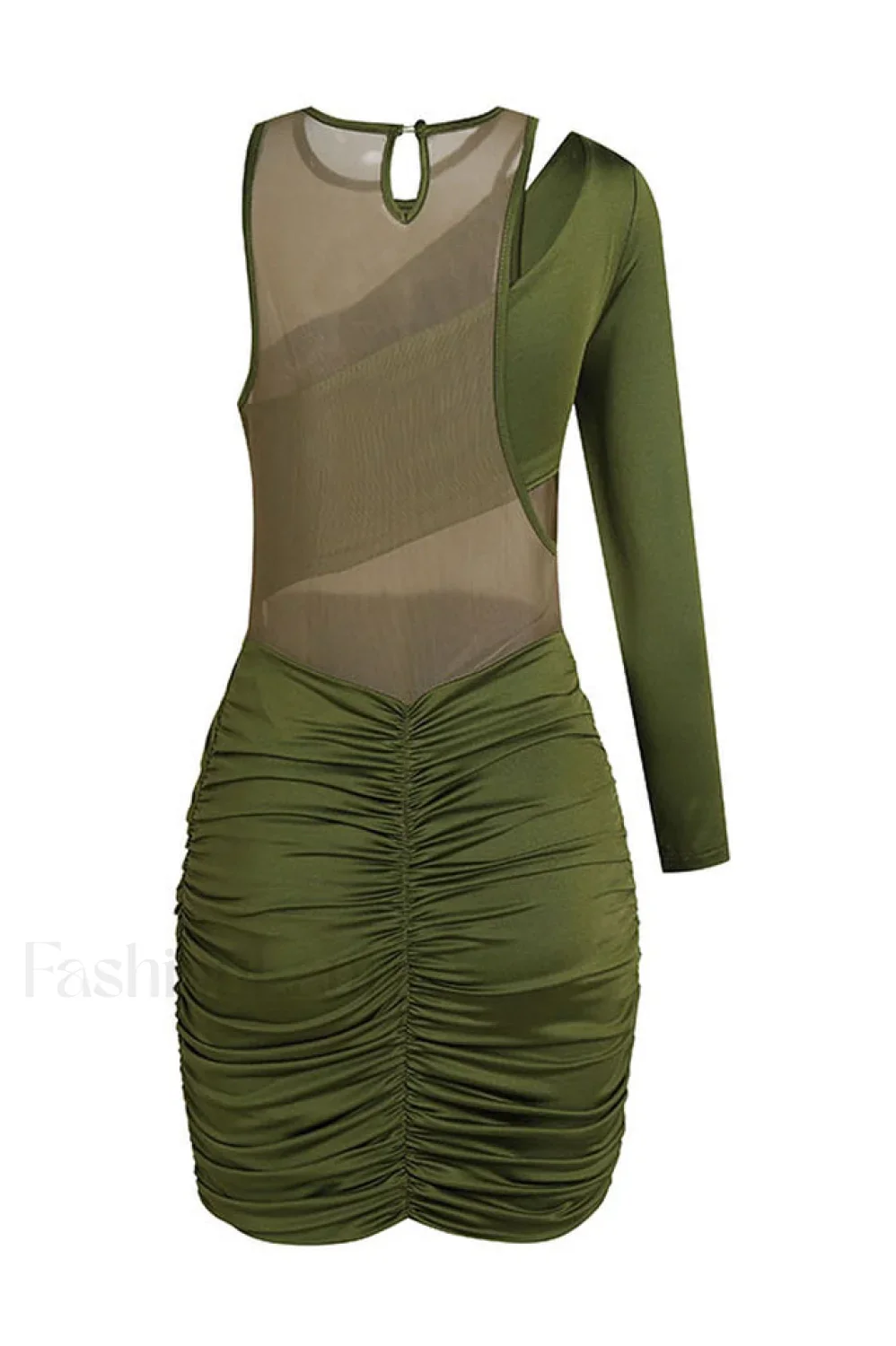 Mesh One Shoulder Charming Layered Midi Dress - Image 6