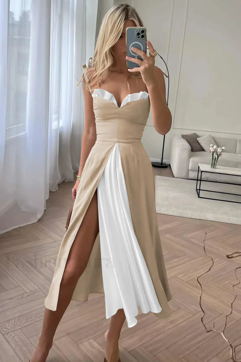 High Waist Stylish Satin Wrap Dress - Image 39