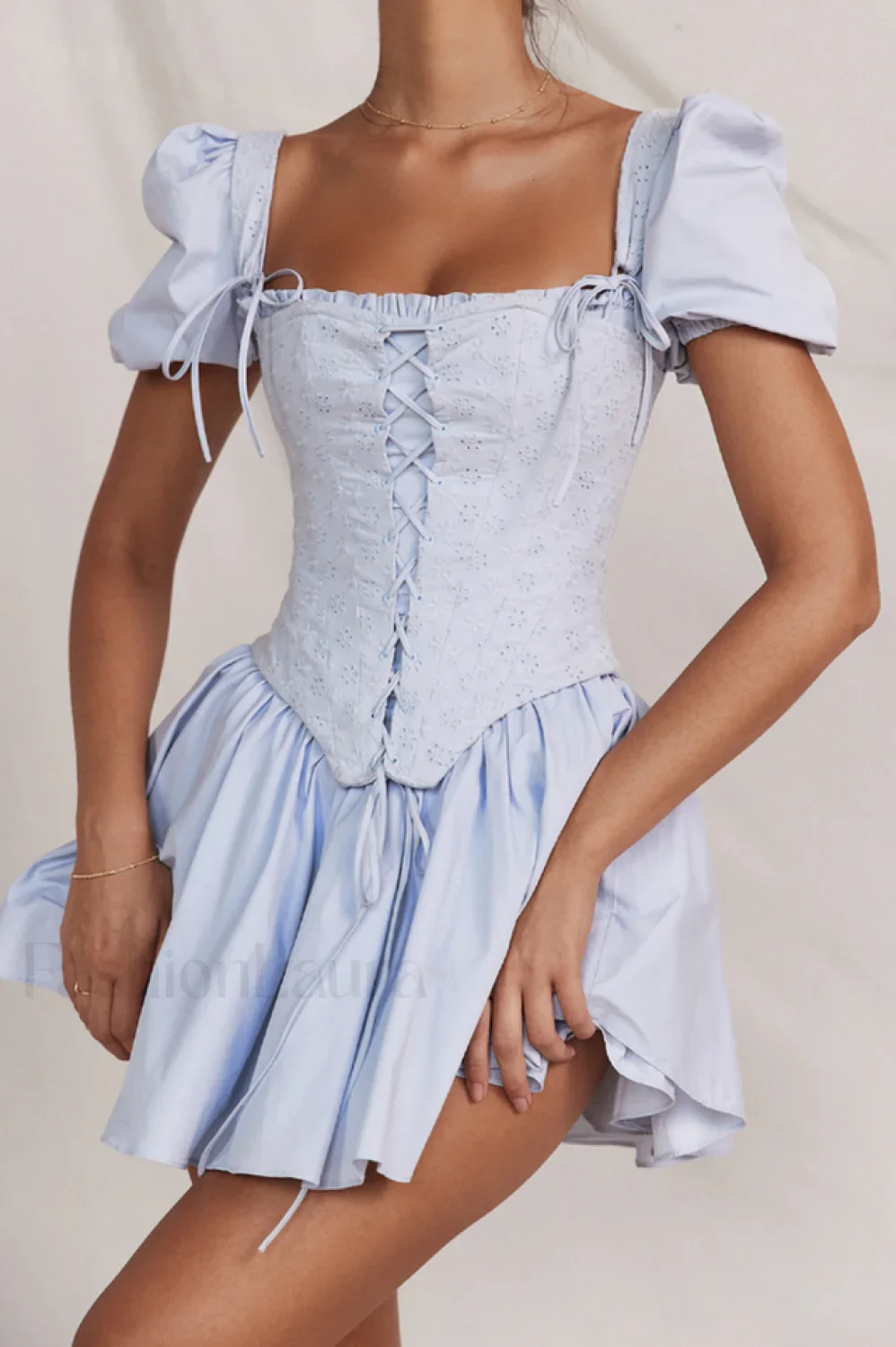 Maribel Broderie Stylish Corset Mini Dress - Image 13