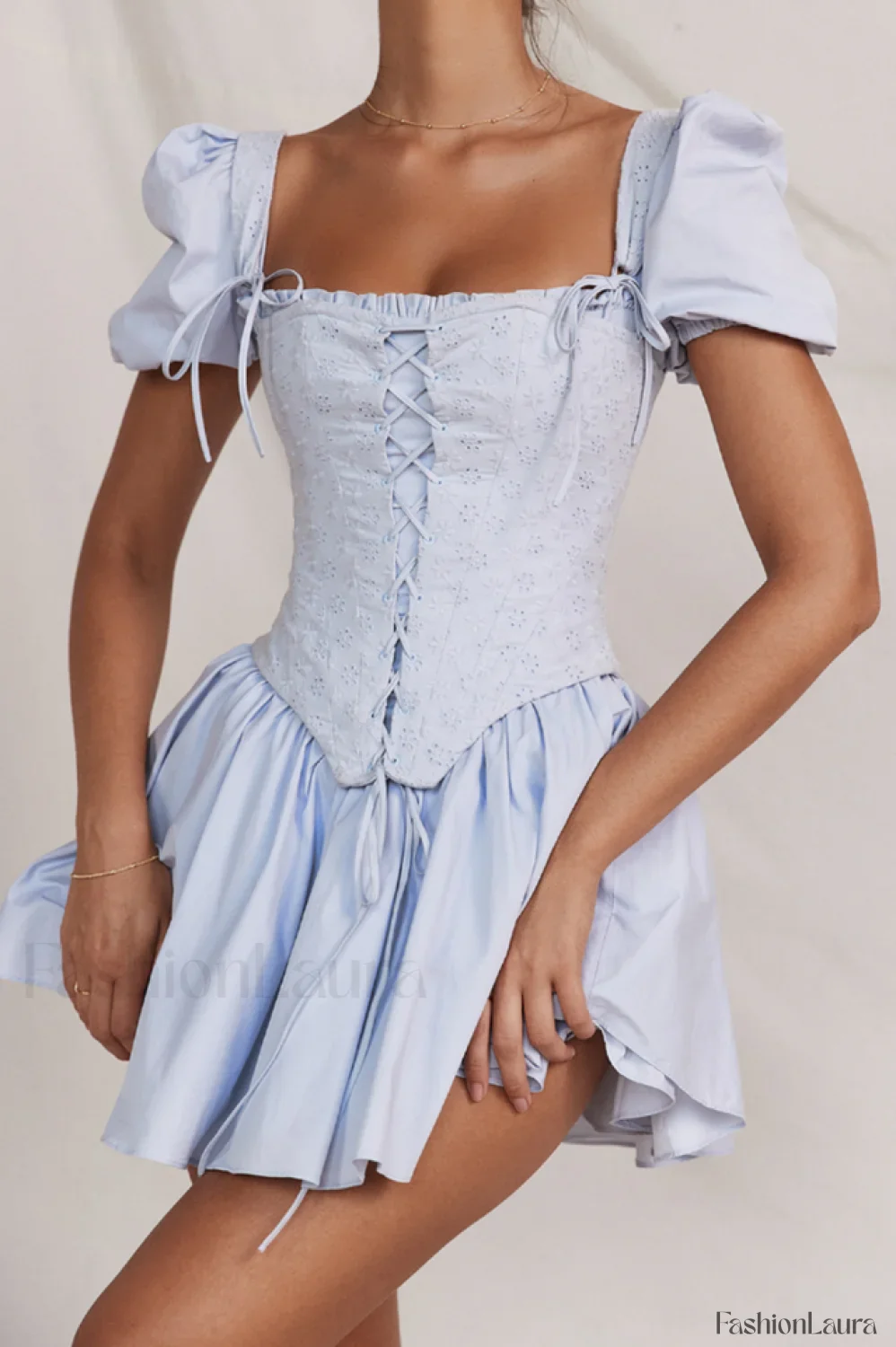 Maribel Broderie Stylish Corset Mini Dress - Image 23