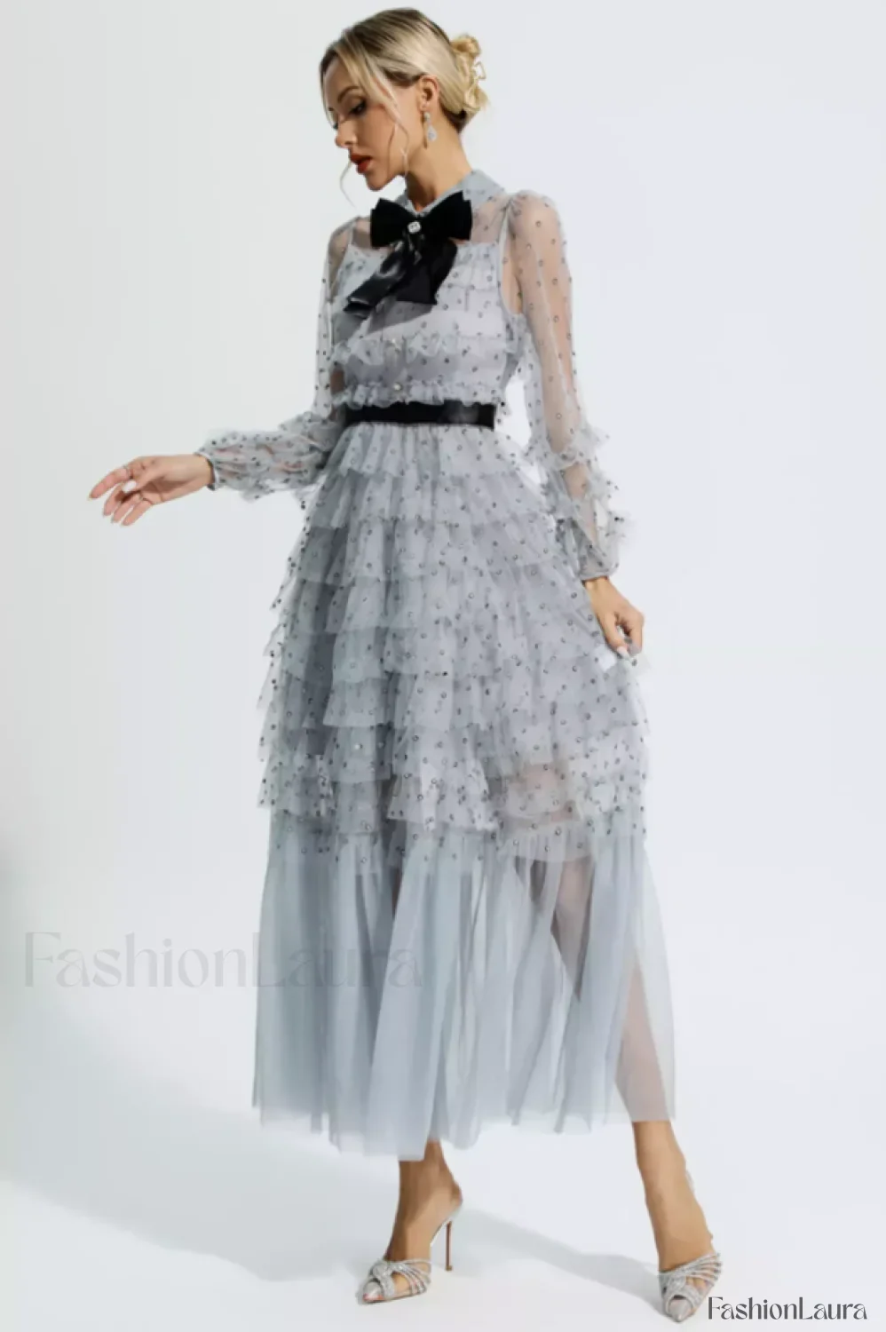 Maddison Polka Stylish Dot Maxi Dress - Image 40