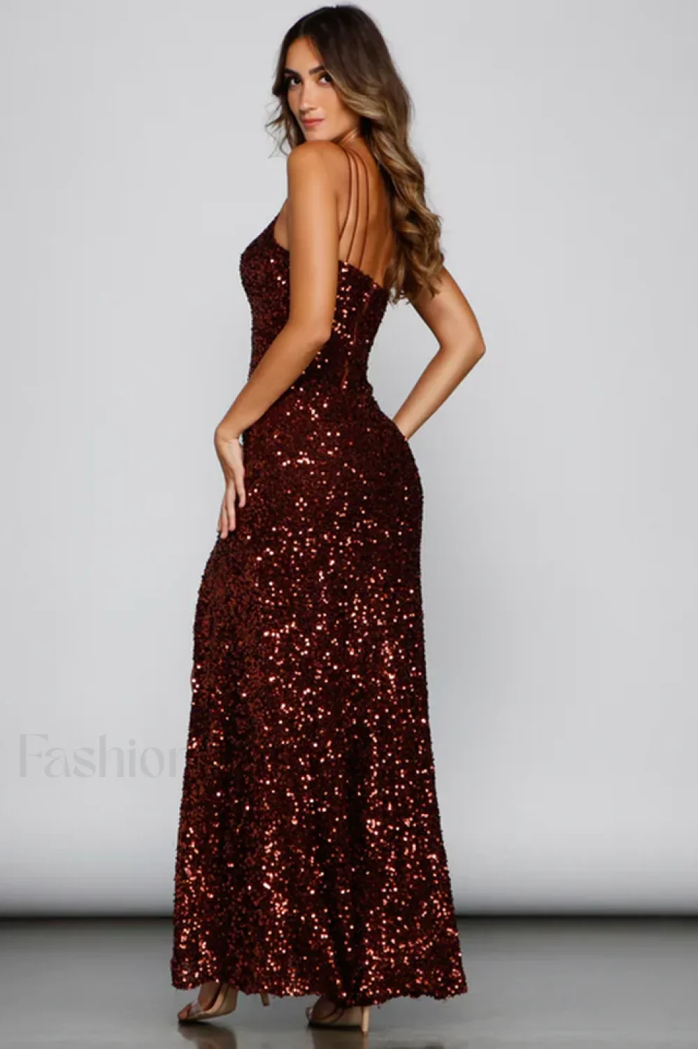 Lyla Formal Stylish One-Shoulder Sequin Dress - Image 8