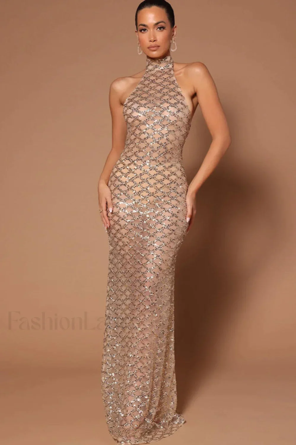 Lunia Sequin Stylish Backless Maxi Dress - Image 12