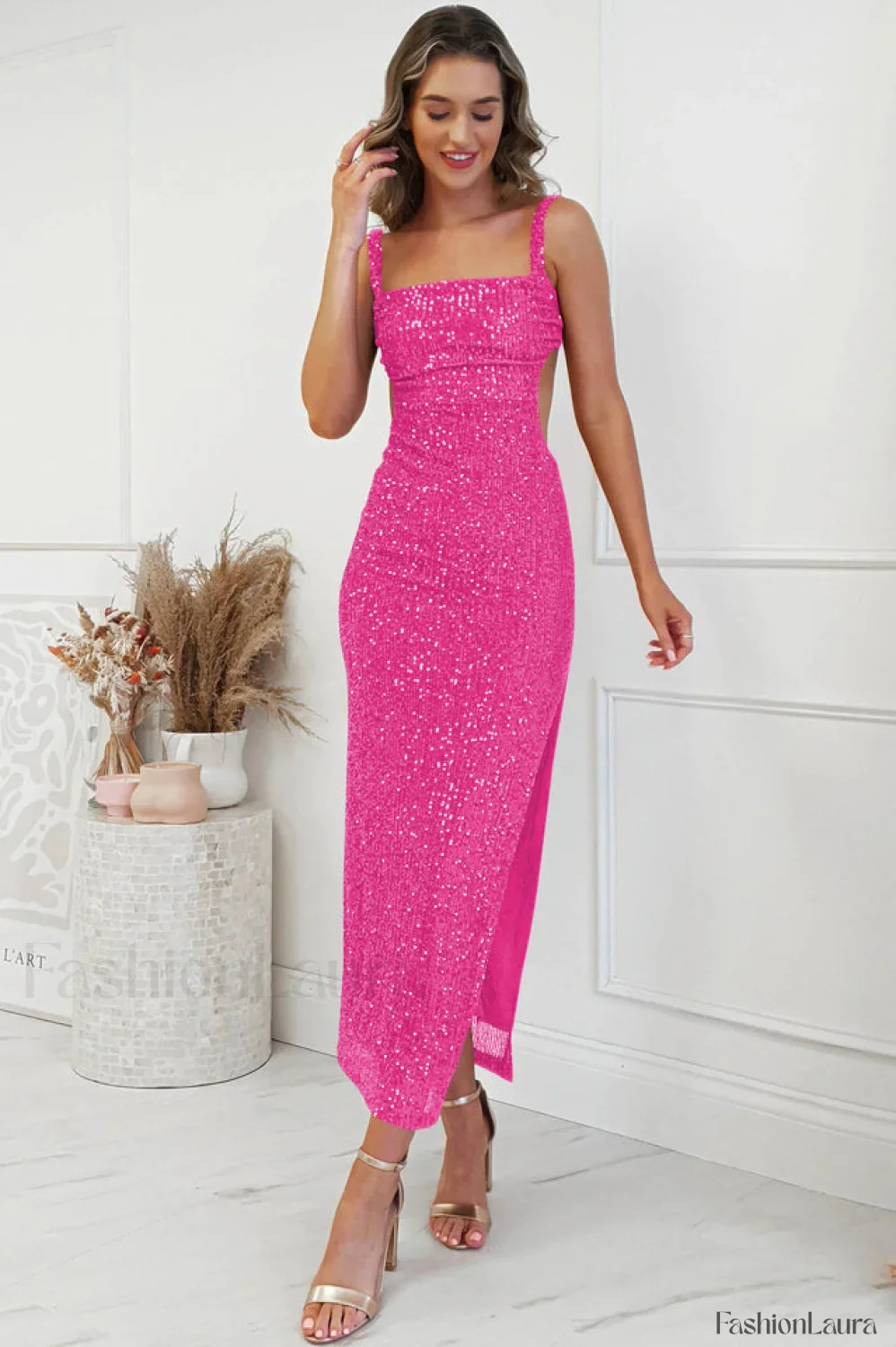 Lulana Sequin Stylish Midi Dress - Image 66