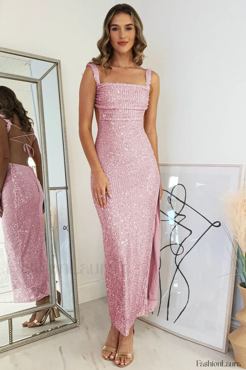 Lulana Sequin Stylish Midi Dress - Image 70