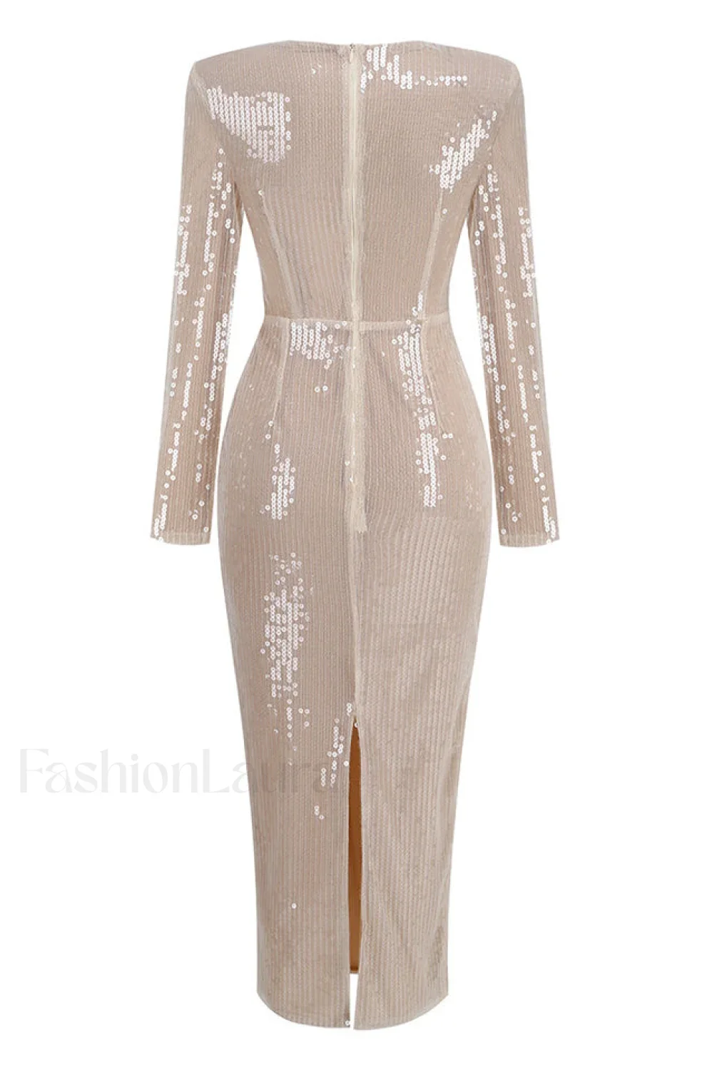 Long Sleeve Flower Charming Sequin Midi Dress - Image 9