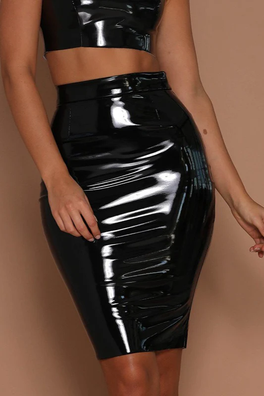 Faux Leather Bodycon Pencil Skirt - Image 4