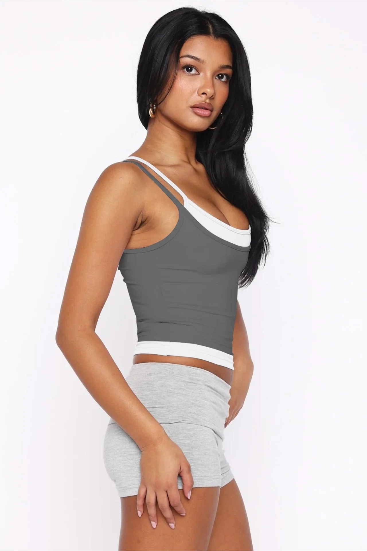 Faux Two Piece Spaghetti Strap Sexy Tank Top - Image 8