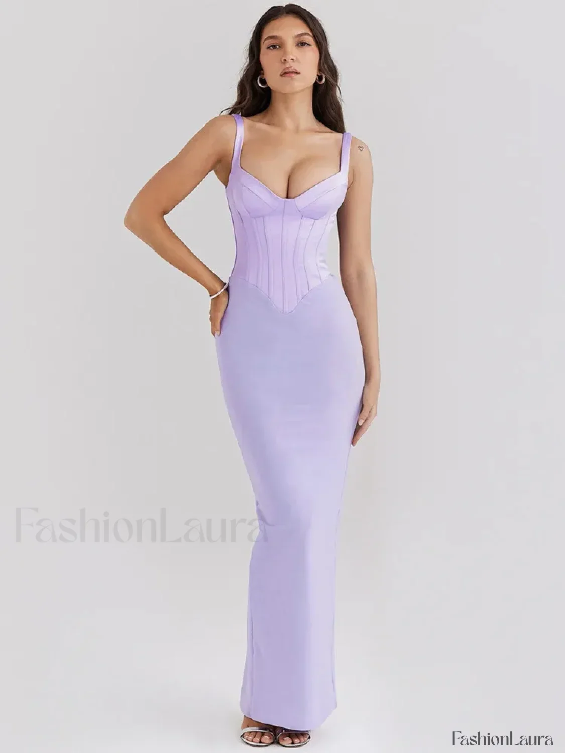 Fishbone Slit Suspender Maxi Dress - Image 18