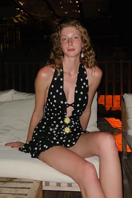 Sexy Polka Dot V-Neck Mini Dress