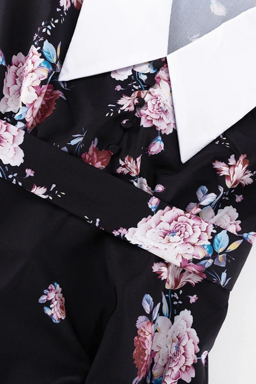 Flared Vintage Print Slim Waist Floral Maxi Dress - Image 10