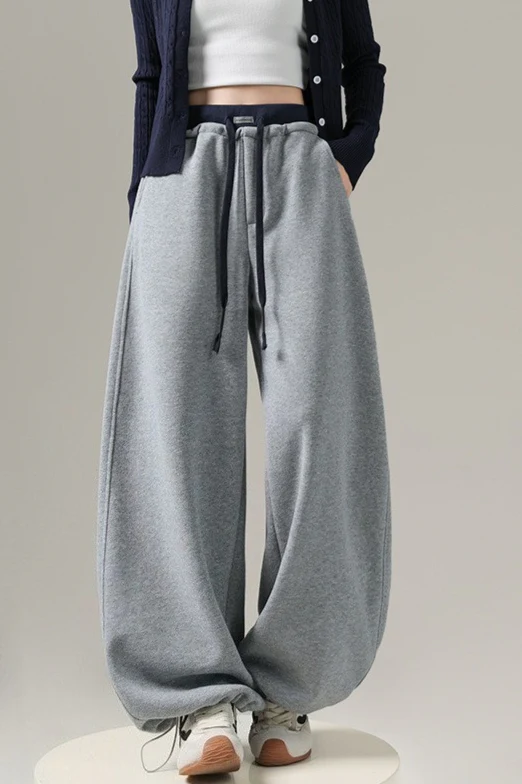 Fleece Lined Draped Curved Knit Pants