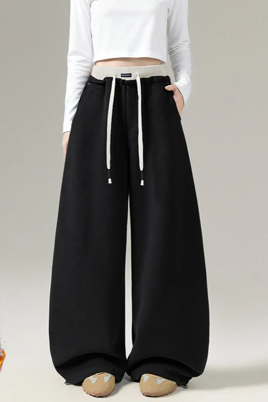 Fleece Lined Draped Curved Knit Pants - Image 6