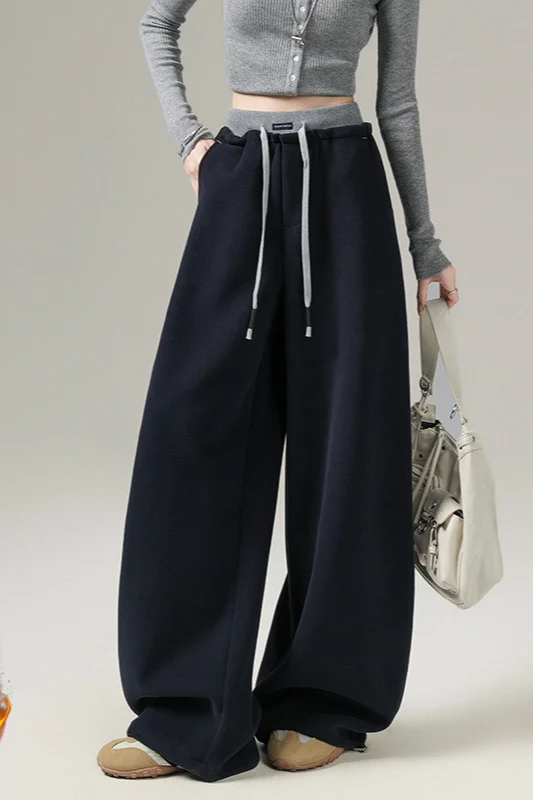 Fleece Lined Draped Curved Knit Pants - Image 7