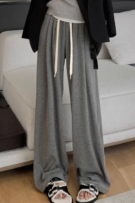 Plush Deep Gray Oversized Knit Pants - Image 5