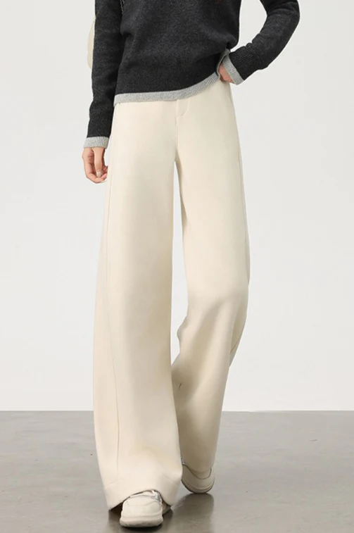 Fleece Lined Wool Blend Knit Pants - Image 3