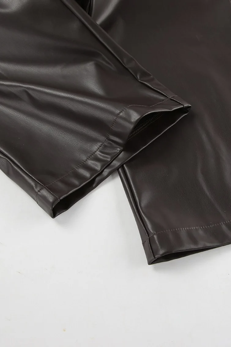 Fleece Vintage High Waist Straight Pants - Image 9