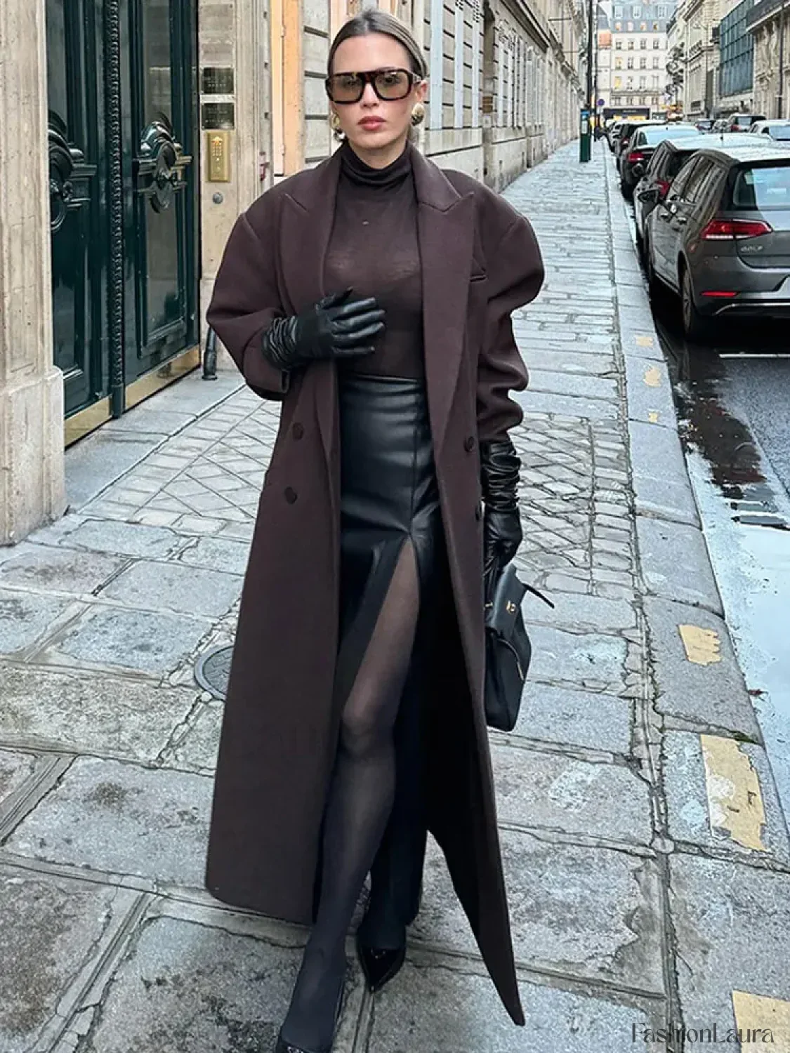 Flip Collar Double Breasted Pocket Woolen Coat Fashion Long Sleeved Overcoats - Image 16