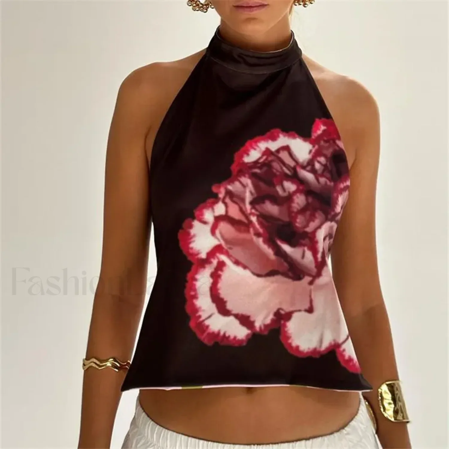 Floral Boho Backless Crop Top - Image 10