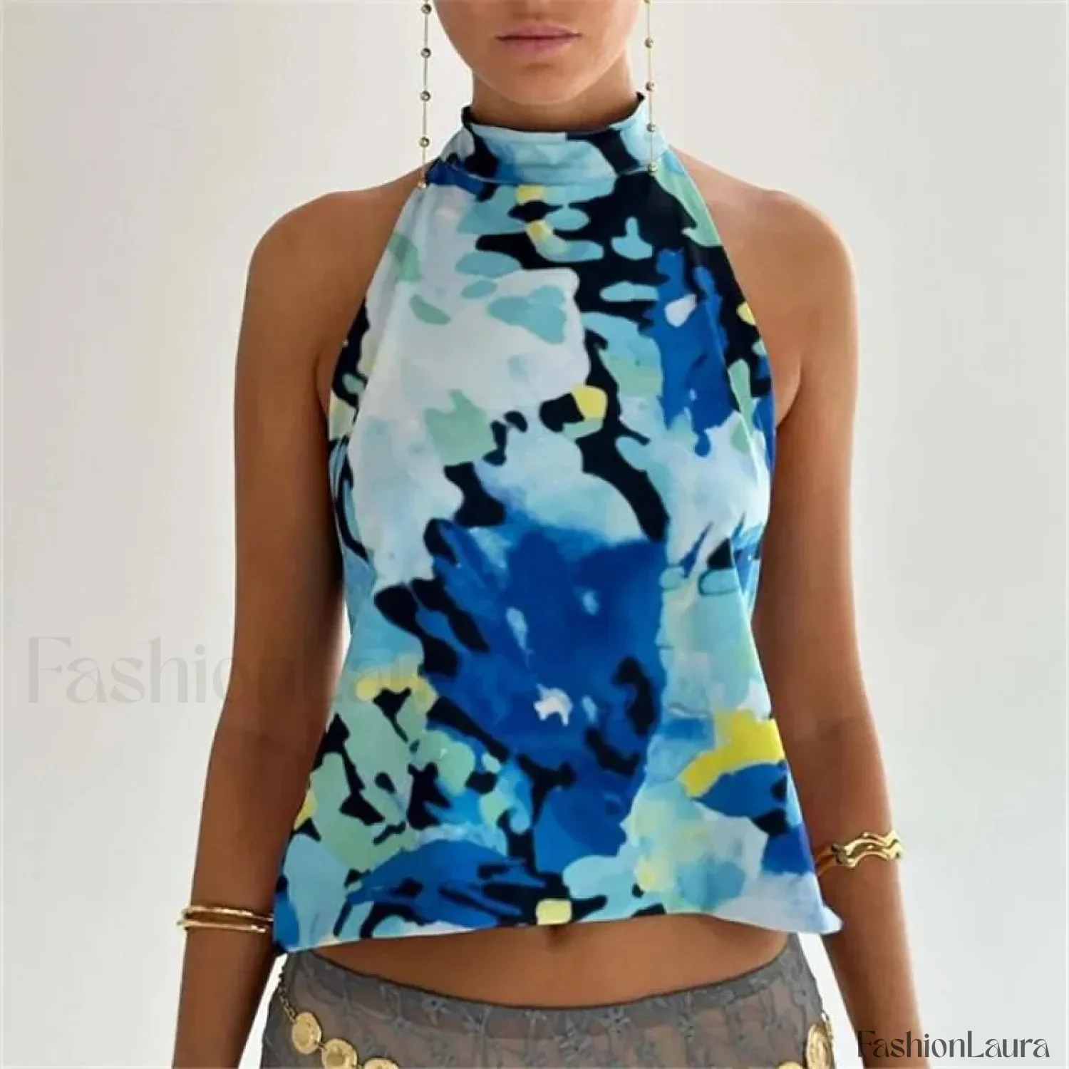 Floral Boho Backless Crop Top - Image 13
