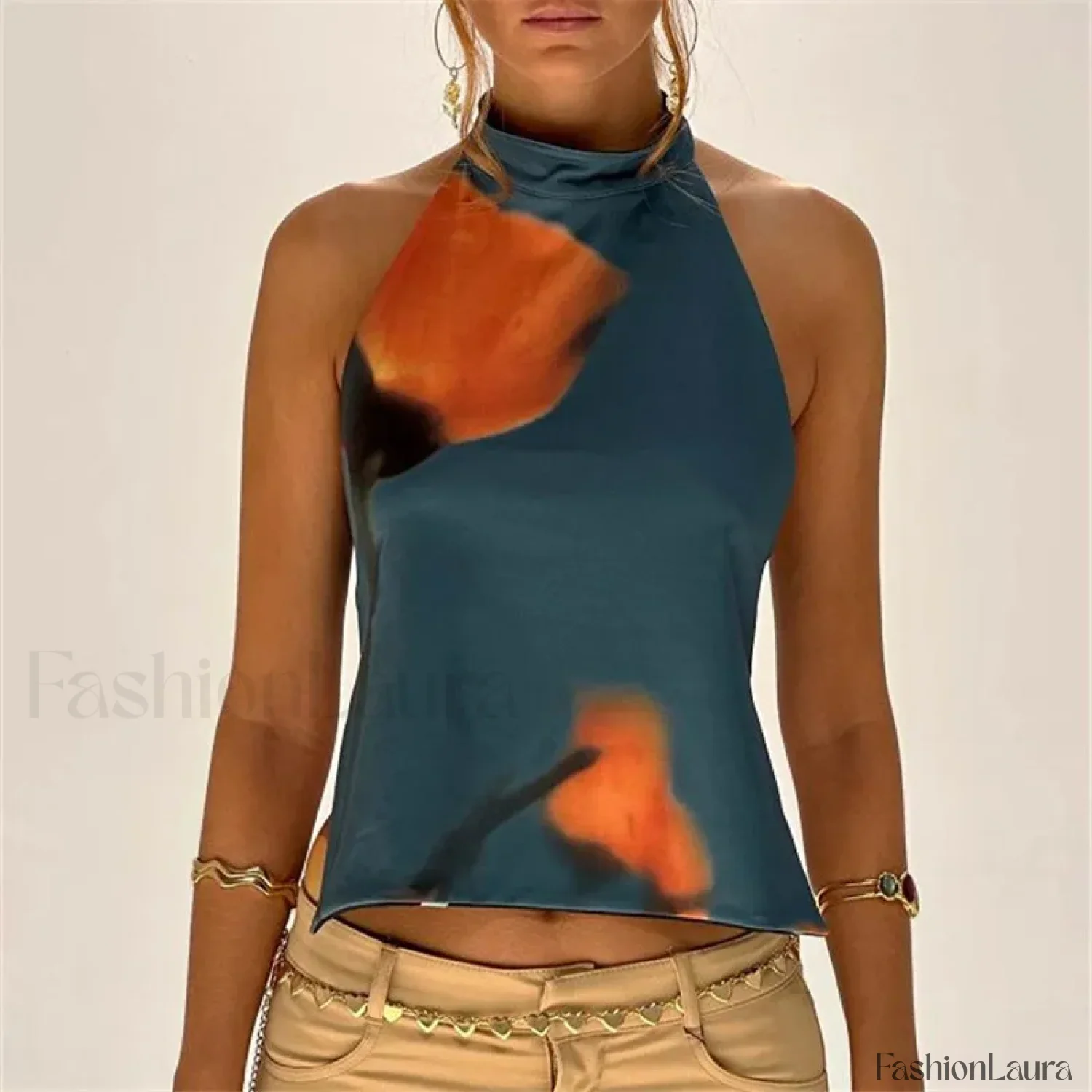 Floral Boho Backless Crop Top - Image 15