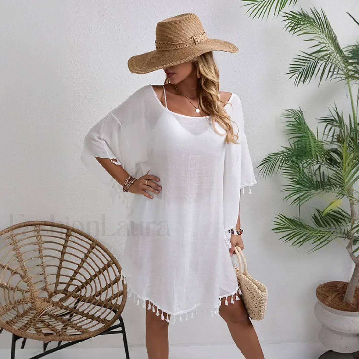 Floral Chiffon Short Sleeve Cover Up - Image 6