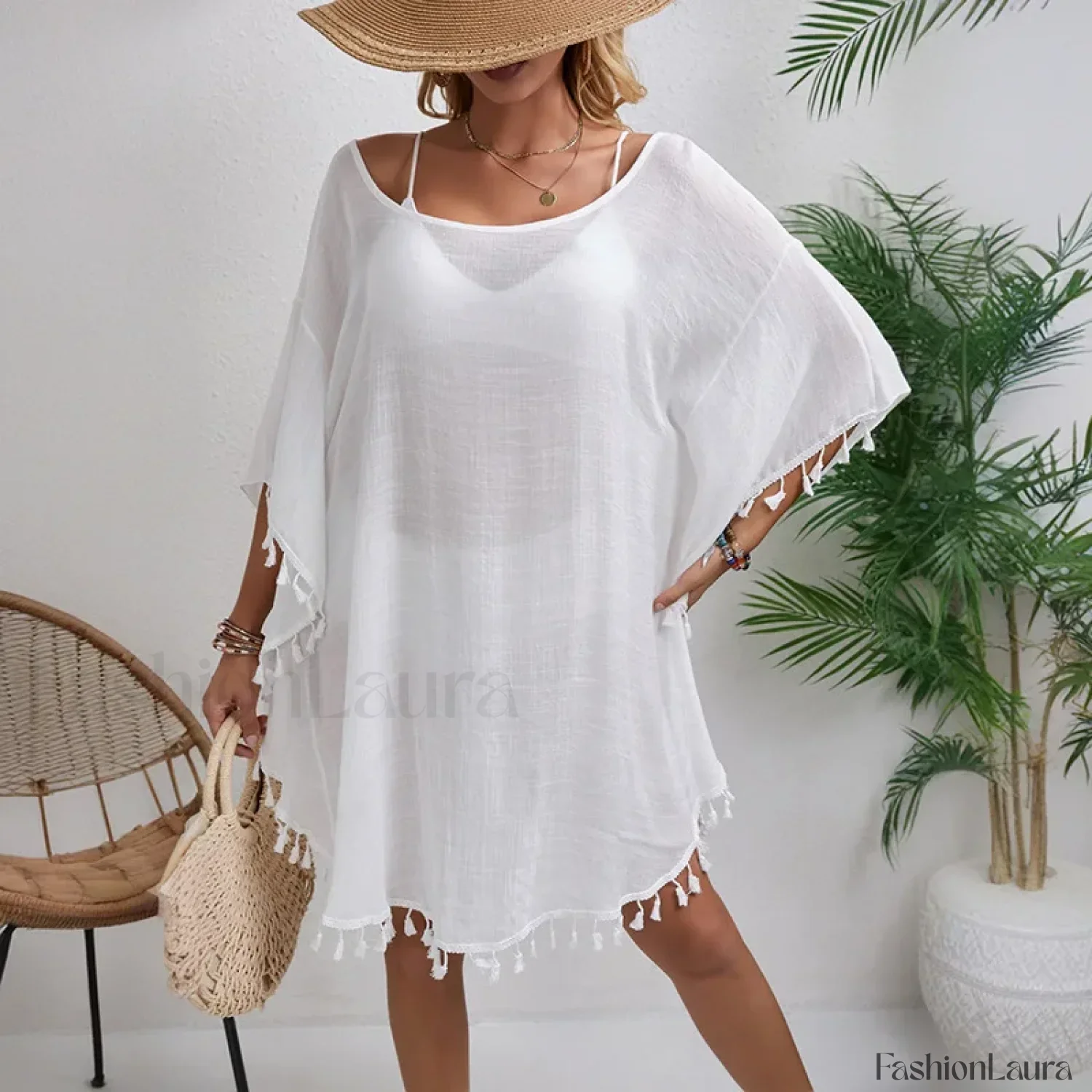 Floral Chiffon Short Sleeve Cover Up - Image 8
