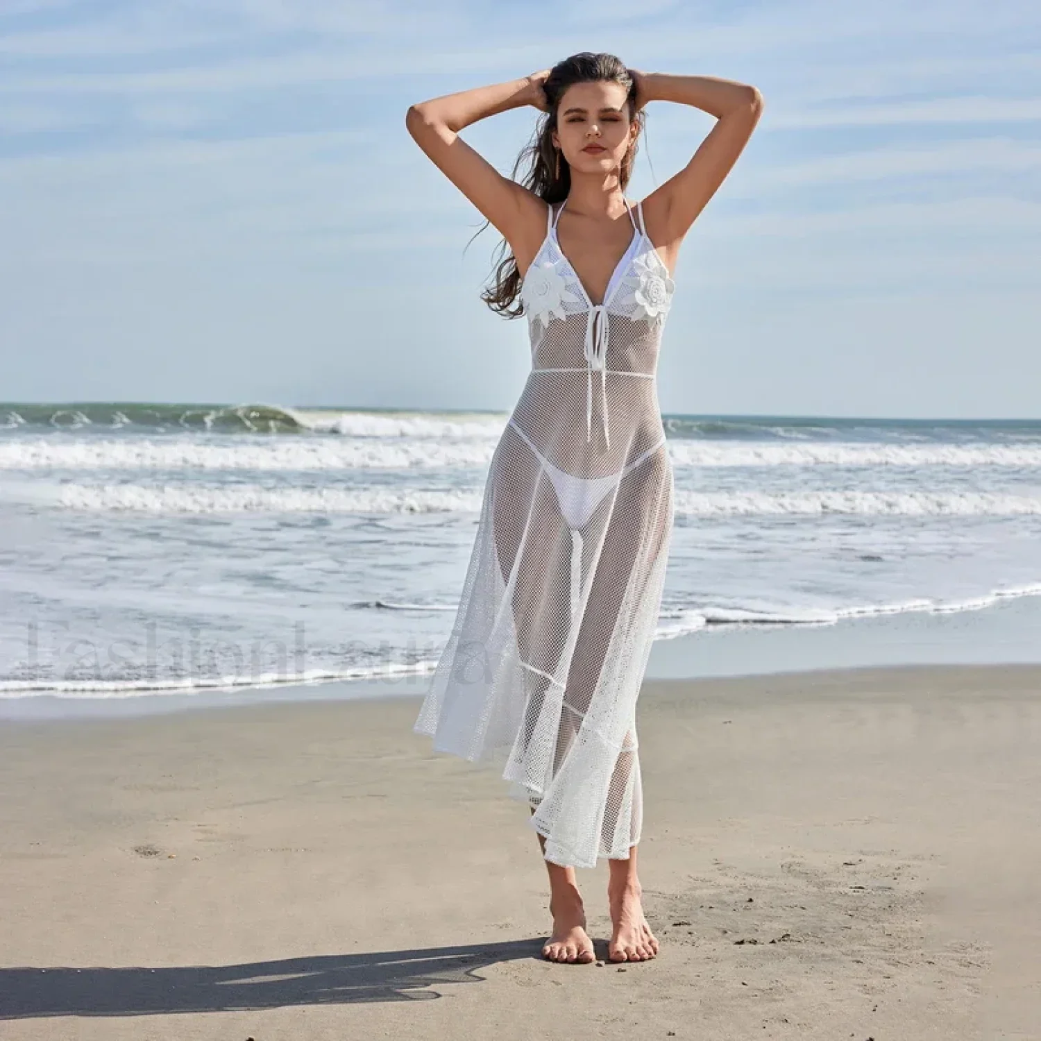 Floral Crochet Maxi Dress Cover Up - Image 7
