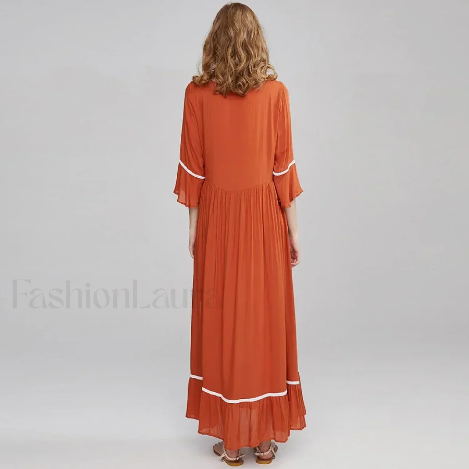 Floral Flare-Sleeve Boho Dress - Image 14